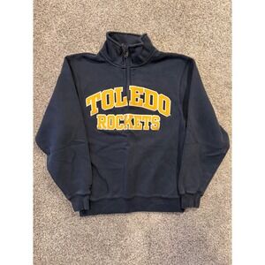 Vintage JanSport Sweatshirt Mens S Blue Toledo Rockets 1/4 Zip Pullover Fleece